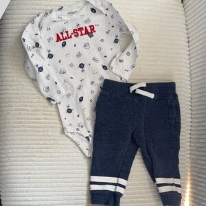 Carter's White and Navy All-Star Onesie Set